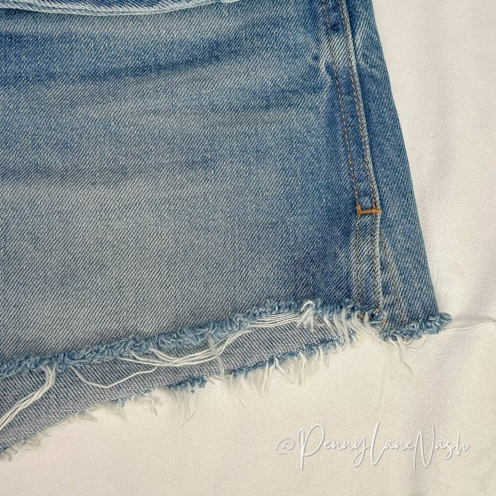 Zara High-Rise Button Fly Denim Cut Off Shorts Size 6 - Picture 8 of 12